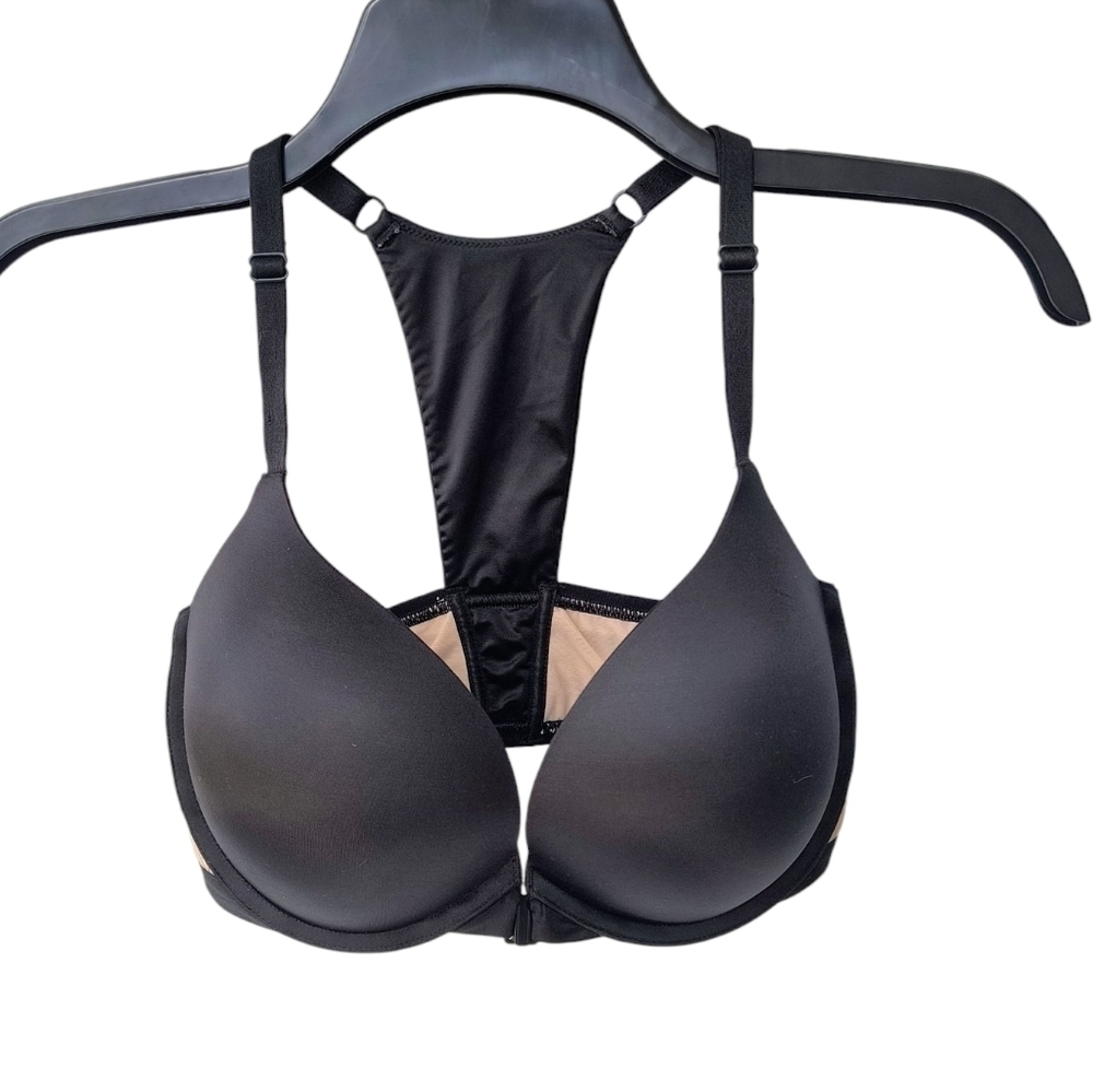 Victoria's Secret Very Sexy Push Up Black Racerback Bra with Front Closure 32DDD